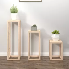 3 részes tömör fenyőfa növénytartó éllvány szett