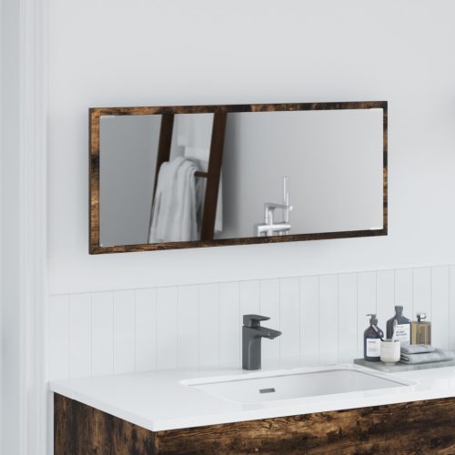 LED Fürdőszoba Tükör Füstölt Tölgy 90x8,5x37 cm Műanyag