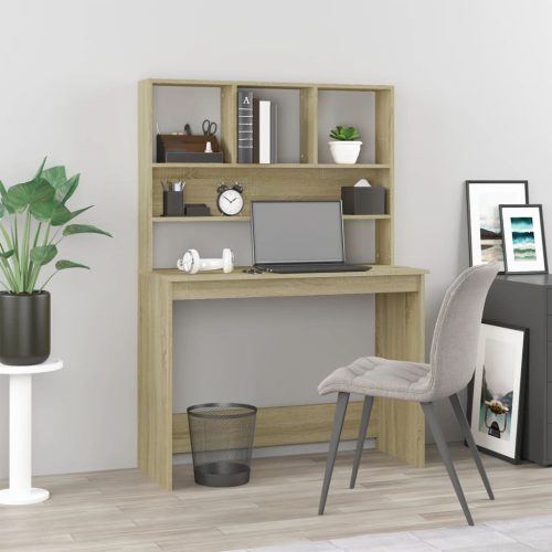 sonoma tölgy szerelt fa íróasztal polcokkal 102 x 45 x 148 cm
