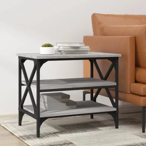 vidaXL szürke sonoma színű szerelt fa kisasztal 55x38x45 cm