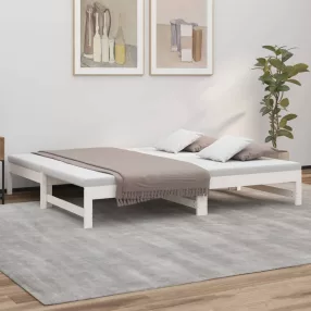   vidaXL fehér tömör fenyőfa kihúzható kanapéágy 2x(75x190) cm
