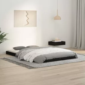   fekete kétszemélyes tömör fenyőfa ágykeret 120 x 190 cm