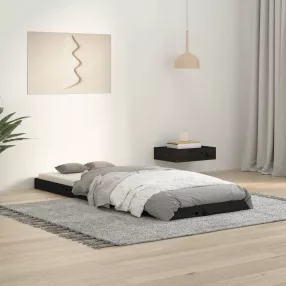   vidaXL fekete egyszemélyes tömör fenyőfa ágykeret 75 x 190 cm