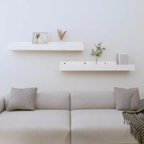 2 db fehér tömör fenyőfa fali polc 80 x 12 x 9 cm