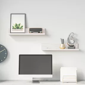 2 db fehér tömör fenyőfa falipolc 50 x 11 x 9 cm