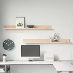 2 db tömör fenyőfa falipolc 110 x 11 x 9 cm