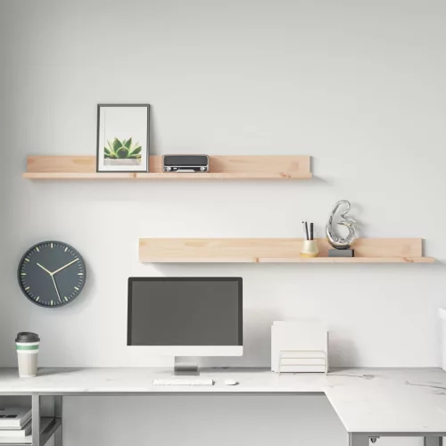 2 db tömör fenyőfa falipolc 110 x 11 x 9 cm