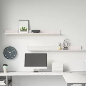 2 db fehér tömör fenyőfa falipolc 110 x 11 x 9 cm