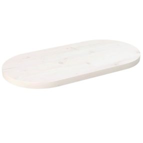 fehér tömör fenyőfa ovális asztallap 60 x 30 x 2,5 cm