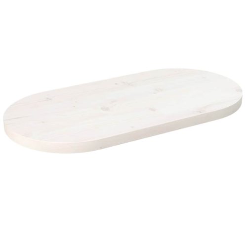 fehér tömör fenyőfa ovális asztallap 60 x 30 x 2,5 cm