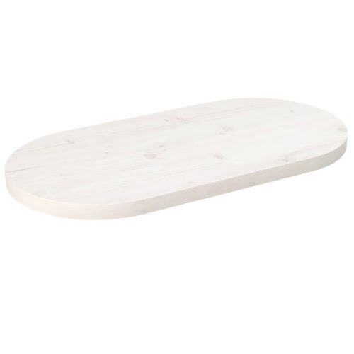 fehér tömör fenyőfa ovális asztallap 70 x 35 x 2,5 cm