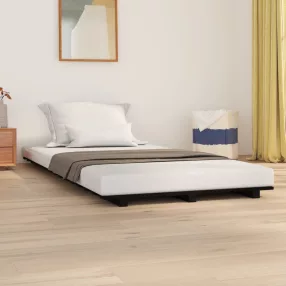 vidaXL fekete tömör fenyőfa ágykeret 90 x 190 cm