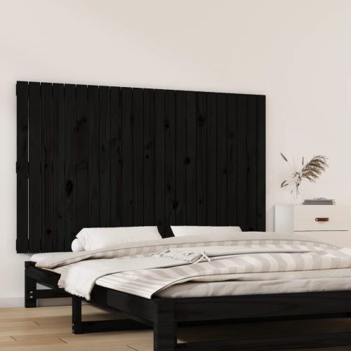fekete tömör fenyőfa fali fejtámla 147 x 3 x 90 cm