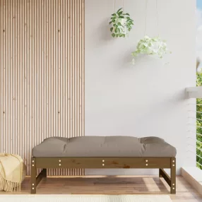   vidaXL mézbarna tömör fenyőfa kerti lábzsámoly párnával 120x80 cm
