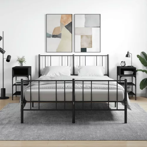 2 db fekete szerelt fa éjjeliszekrény 35x34,5x70 cm