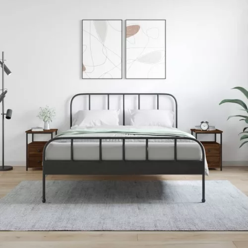 2 db barna tölgyszínű szerelt fa éjjeliszekrény 34x35,5x50 cm