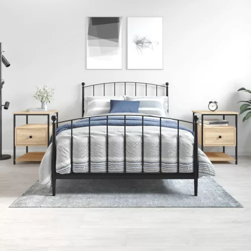 2 db sonoma tölgy színű szerelt fa éjjeliszekrény 40x42x56 cm