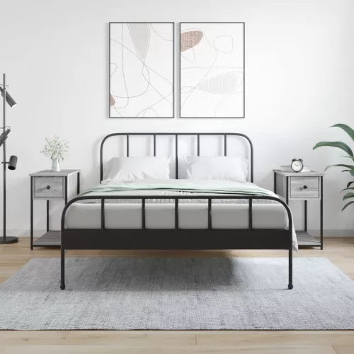 2 db szürke-sonoma színű szerelt fa éjjeliszekrény 30x60x60 cm