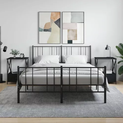 2 db fekete szerelt fa éjjeliszekrény 50x41x65 cm