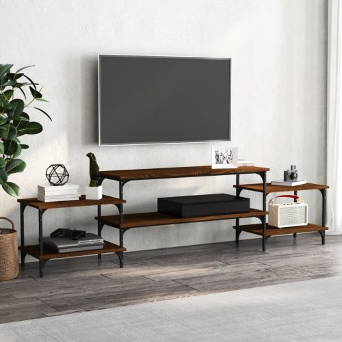 barna tölgyszínű szerelt fa TV-szekrény 197x35x52 cm