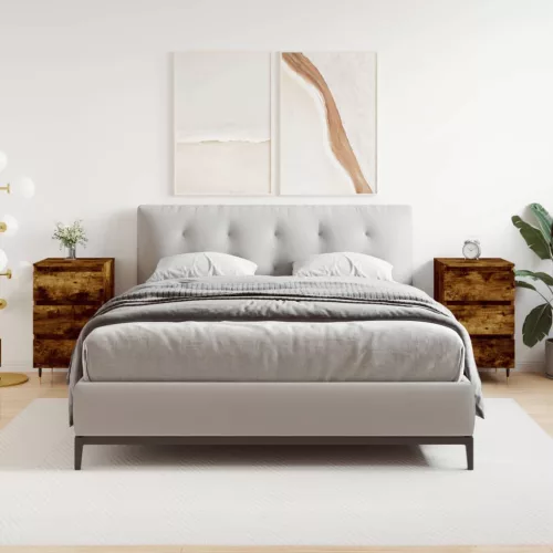 2 db füstös tölgy színű szerelt fa éjjeliszekrény 40x35x69 cm