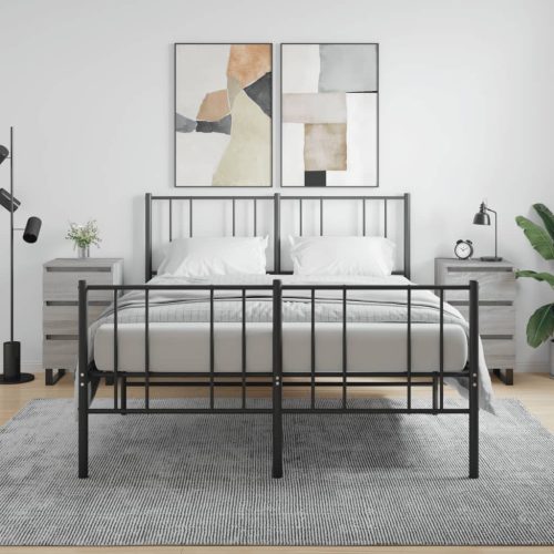 2 db szürke sonoma színű szerelt fa éjjeliszekrény 40x35x69 cm