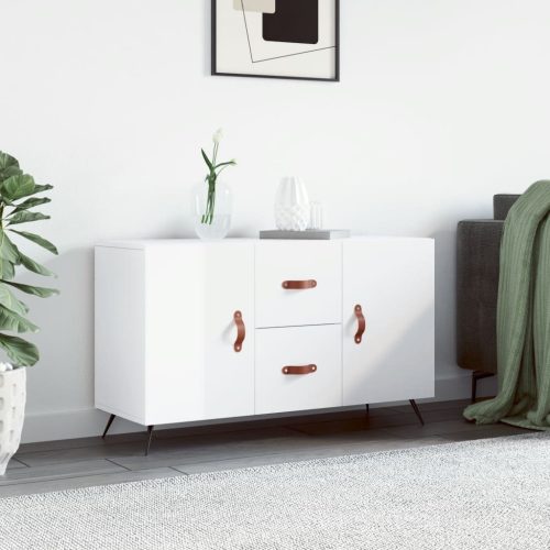 magasfényű fehér szerelt fa tálalószekrény 100 x 36 x 60 cm