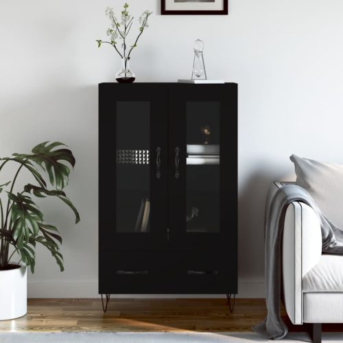 fekete szerelt fa magasszekrény 69,5 x 31 x 115 cm
