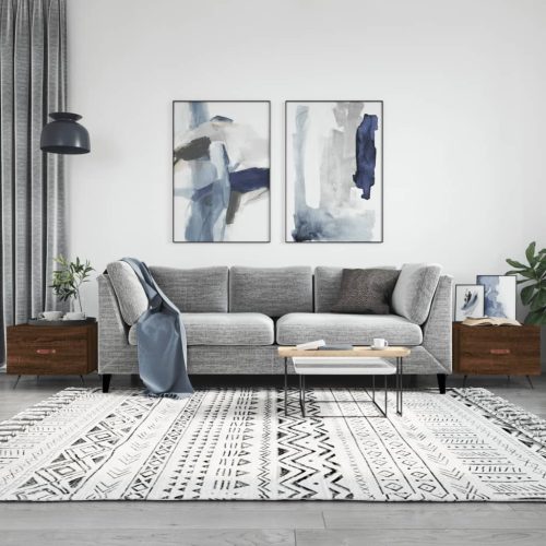2 db barna tölgy szerelt fa dohányzóasztal 50 x 50 x 40 cm