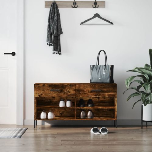 füstös tölgy színű szerelt fa cipőpolc 102x35x55 cm