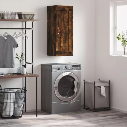 füstös tölgy színű szerelt fa fali szekrény 34,5 x 34 x 90 cm