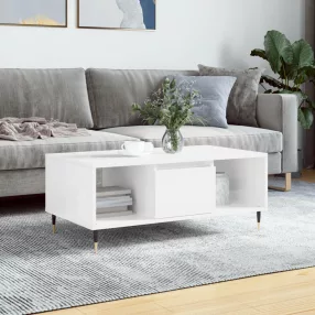   vidaXL magasfényű fehér szerelt fa dohányzóasztal 90 x 50 x 36,5 cm