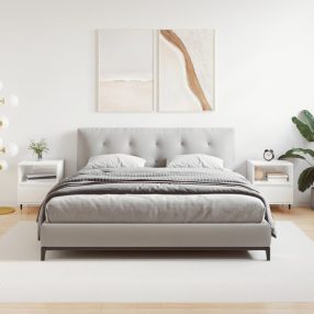   2 db magasfényű fehér szerelt fa éjjeliszekrény 40x35x50 cm