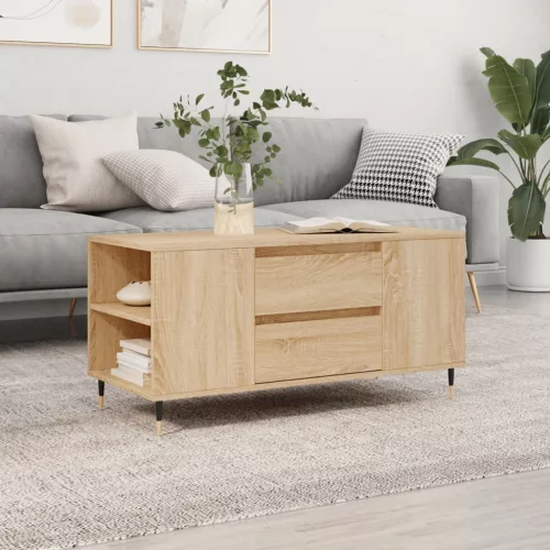 sonoma tölgy színű szerelt fa dohányzóasztal 102 x 44,5 x 50 cm