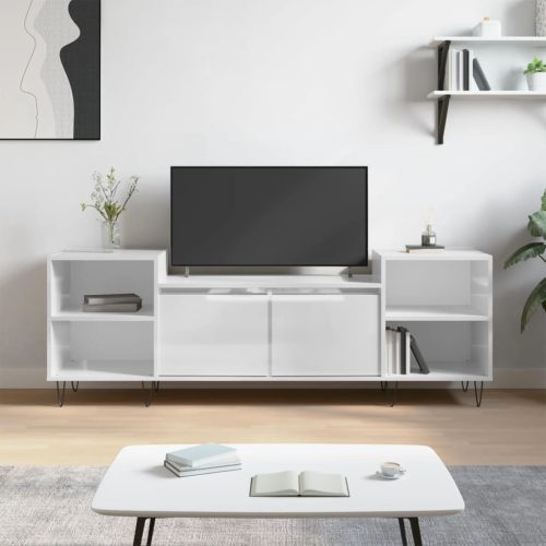 fehér magasfényű szerelt fa TV-szekrény 160x35x55 cm
