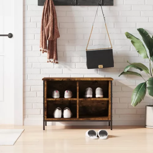 füstös tölgy színű szerelt fa cipőszekrény 69 x 35 x 50 cm