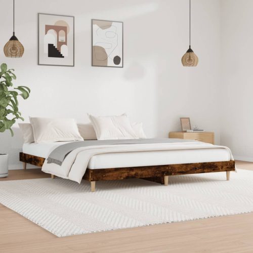 füstös tölgy színű szerelt fa ágykeret matrac nélkül 160x200 cm