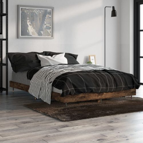 füstös tölgy színű szerelt fa ágykeret matrac nélkül 120x190 cm