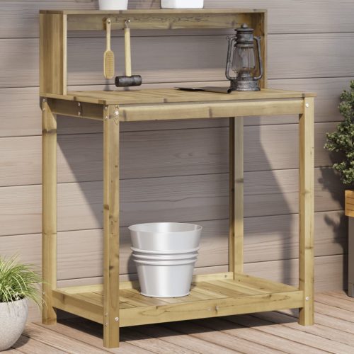 impregnált fenyőfa ültetőasztal polcokkal 82,5 x 50 x 109,5 cm