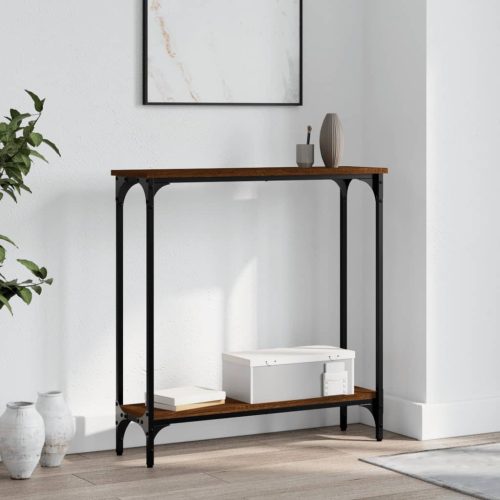barna tölgyszínű szerelt fa tálalóasztal 75x22,5x75 cm