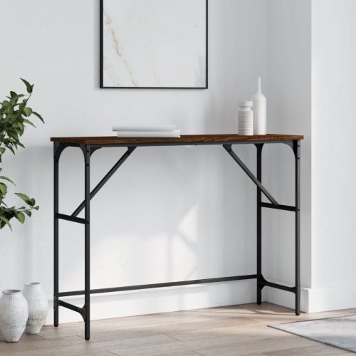 barna tölgyszínű szerelt fa tálalóasztal 100 x 32 x 75 cm