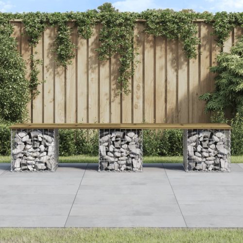  impregnált fenyőfa gabion kerti pad 203 x 31 x 42 cm