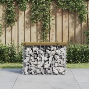   Tömör impergnált fenyőfa gabion kerti pad 63 x 31,5 x 42 cm