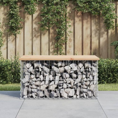  tömör fenyőfa gabion kerti pad 83x44x42 cm