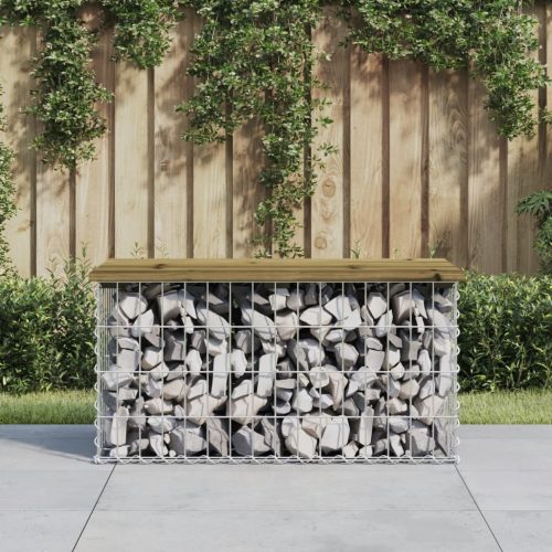 impregnált fenyőfa gabion kerti pad 83 x 44 x 42 cm