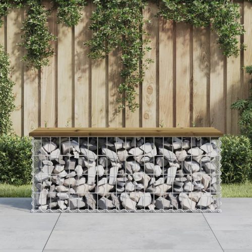 impregnált fenyőfa gabion kerti pad 103 x 44 x 42 cm