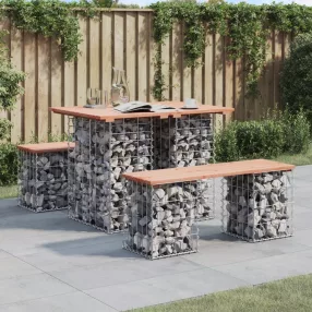   Tömörfa kerti asztal gabion mintával 100 x 70 x 72 cm Douglas