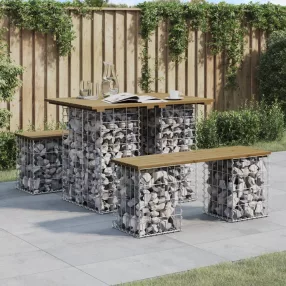   Gabion mintás impregnált fenyőfa kerti asztal 100 x 70 x 72 cm