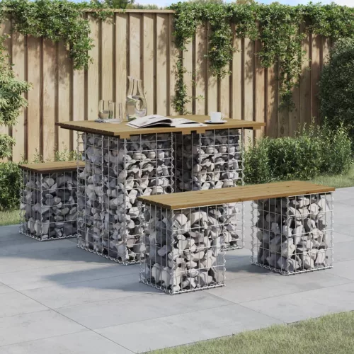 Gabion mintás impregnált fenyőfa kerti asztal 100 x 70 x 72 cm