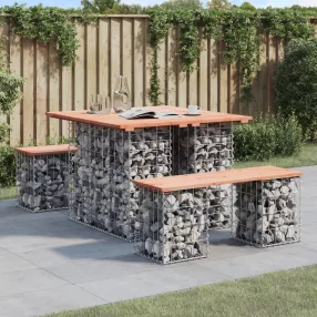   Tömörfa kerti asztal gabion mintával 100 x 102 x 72 cm Douglas